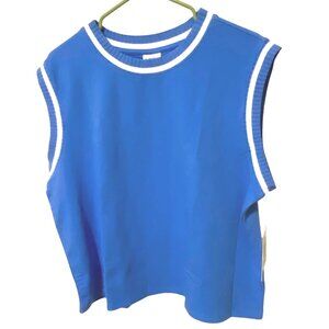 Sports Illustrated Pullover Vest Womens XL Blue Tenniscore Sporty Coastal Preppy